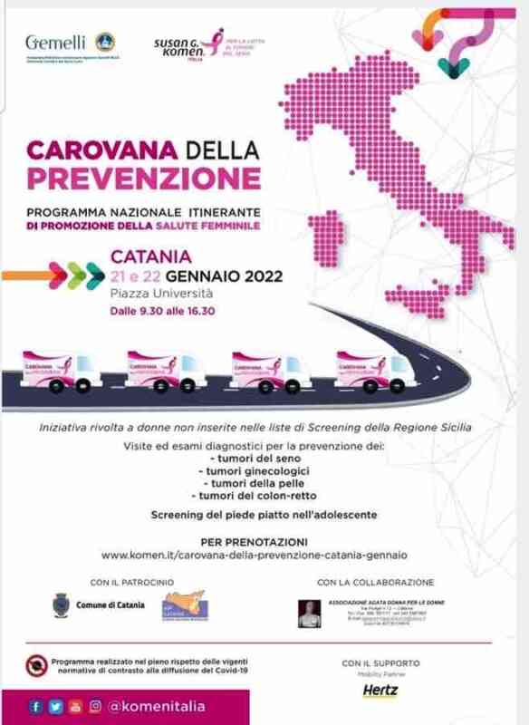 Salute femminile: “Carovana Prevenzione Sicilia” il 21 e il 22 gennaio per esami gratuiti