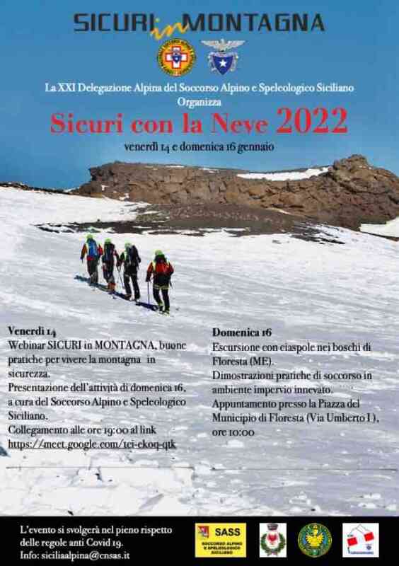 Soccorso Alpino e Speleologico Siciliano programma eventi “Sicuri con la NeveEVE 2022”
