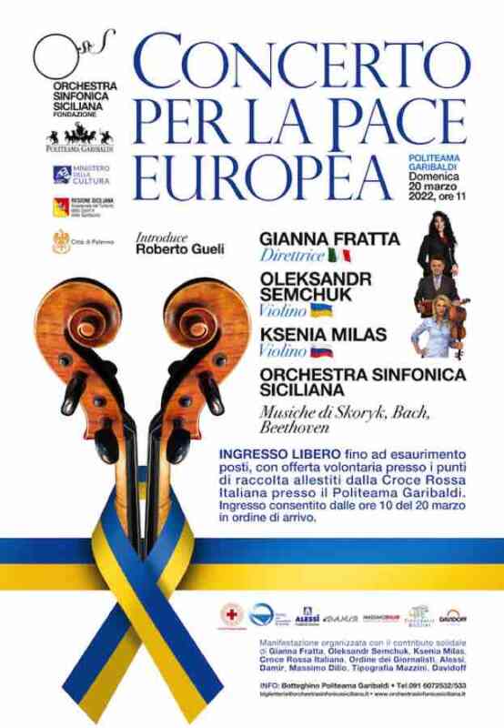 Concerto per la pace europea- 20 marzo al Politeama, ingresso libero con donazione alla Croce Rossa