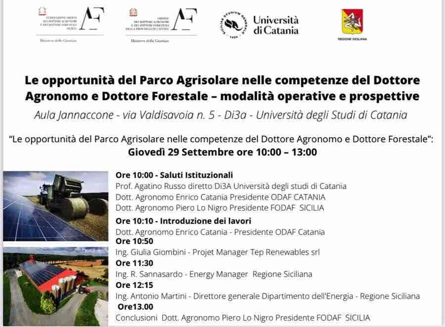 Agrisolare: a Catania focus degli agronomi sull’autonomia energetica siciliana