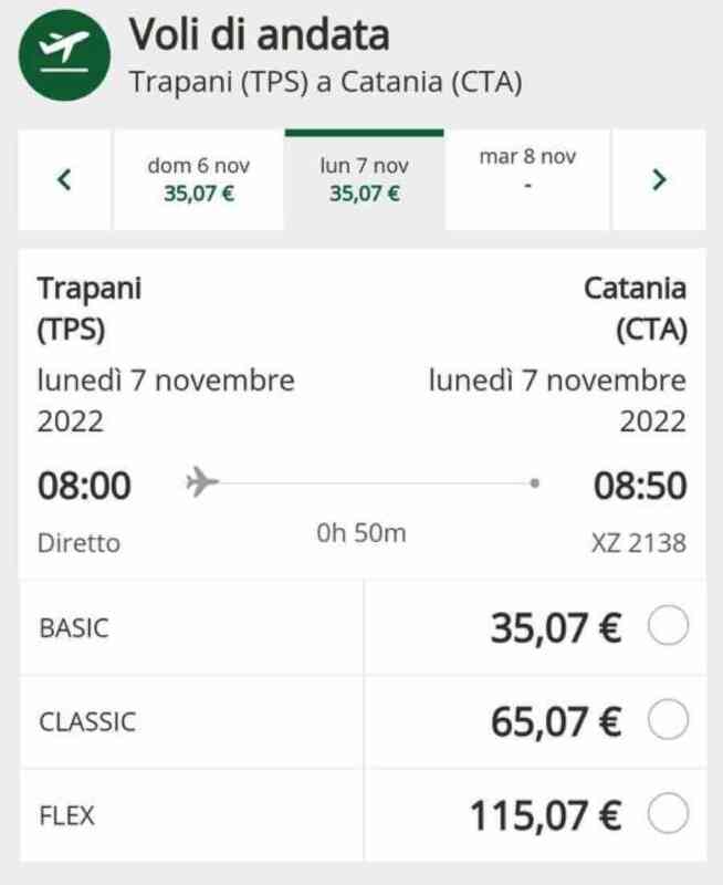 Dal 30 ottobre il volo Trapani-Catania