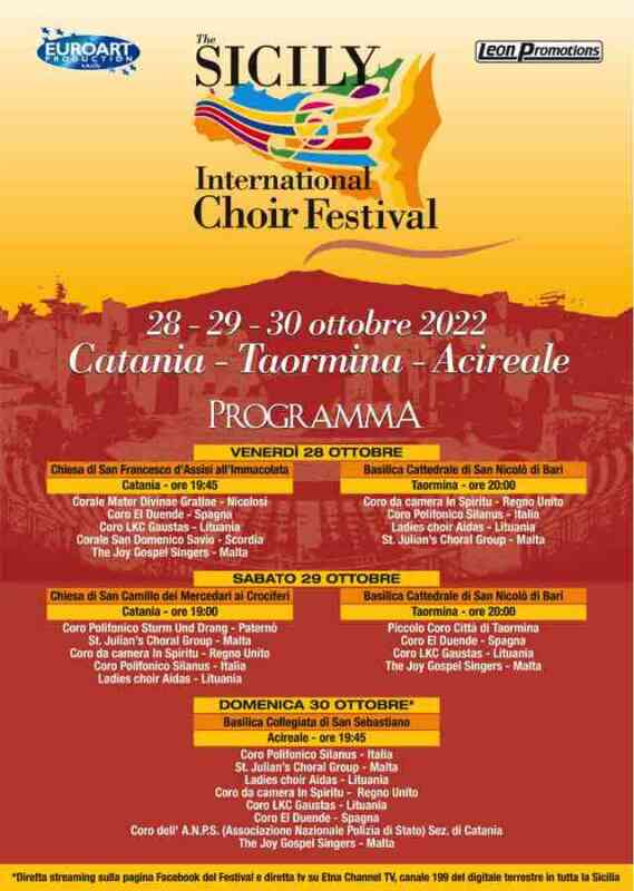 dal 28 al 30 ottobre la The Sicily International Choir festival